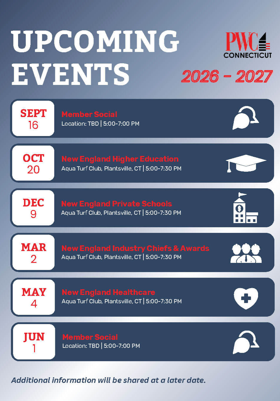 2026-2027 Upcoming Events List